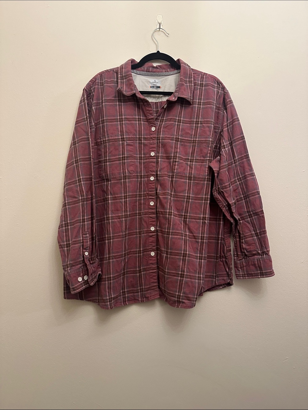 Ridgecut Tough Wear Women’s Red Plaid Button-up Cotton Collared Flannel Sz 3X